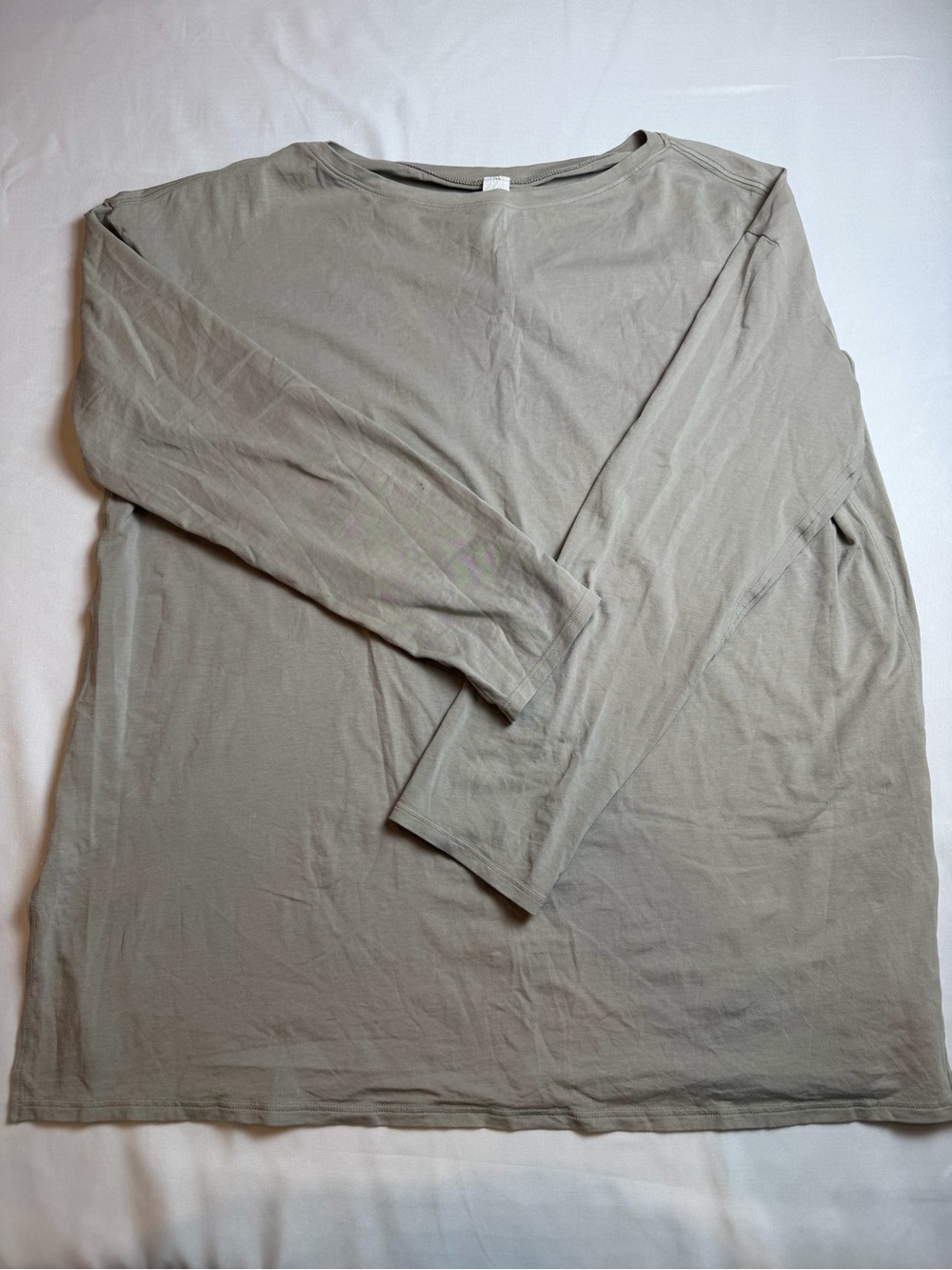 Lululemon Women’s Pima Cotton Long Sleeve Crew Neck Shirt Taupe Beige Size 12